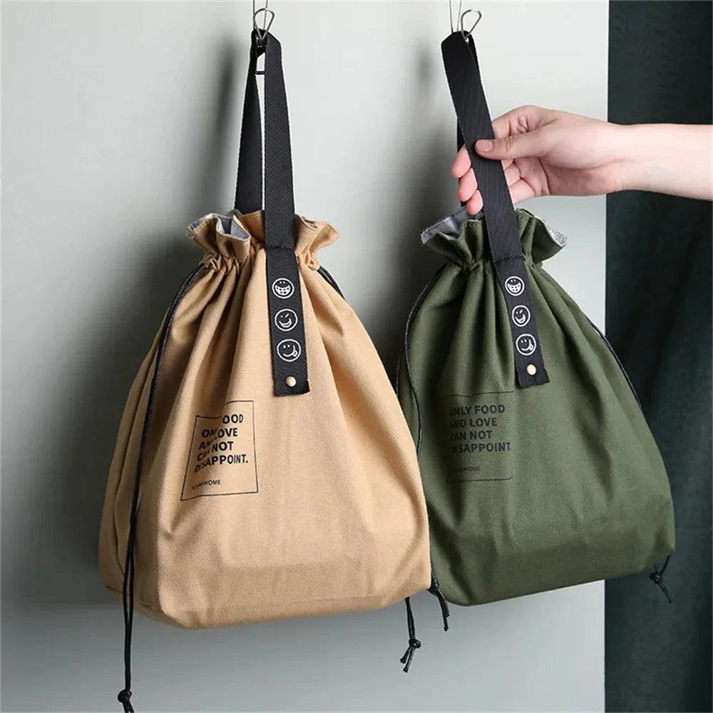 Canvas Lunch Bag Handbag Outdoor Portable Picnic Dinner Container School Fresh Keeping Food Storage Used For Picnics And Travel