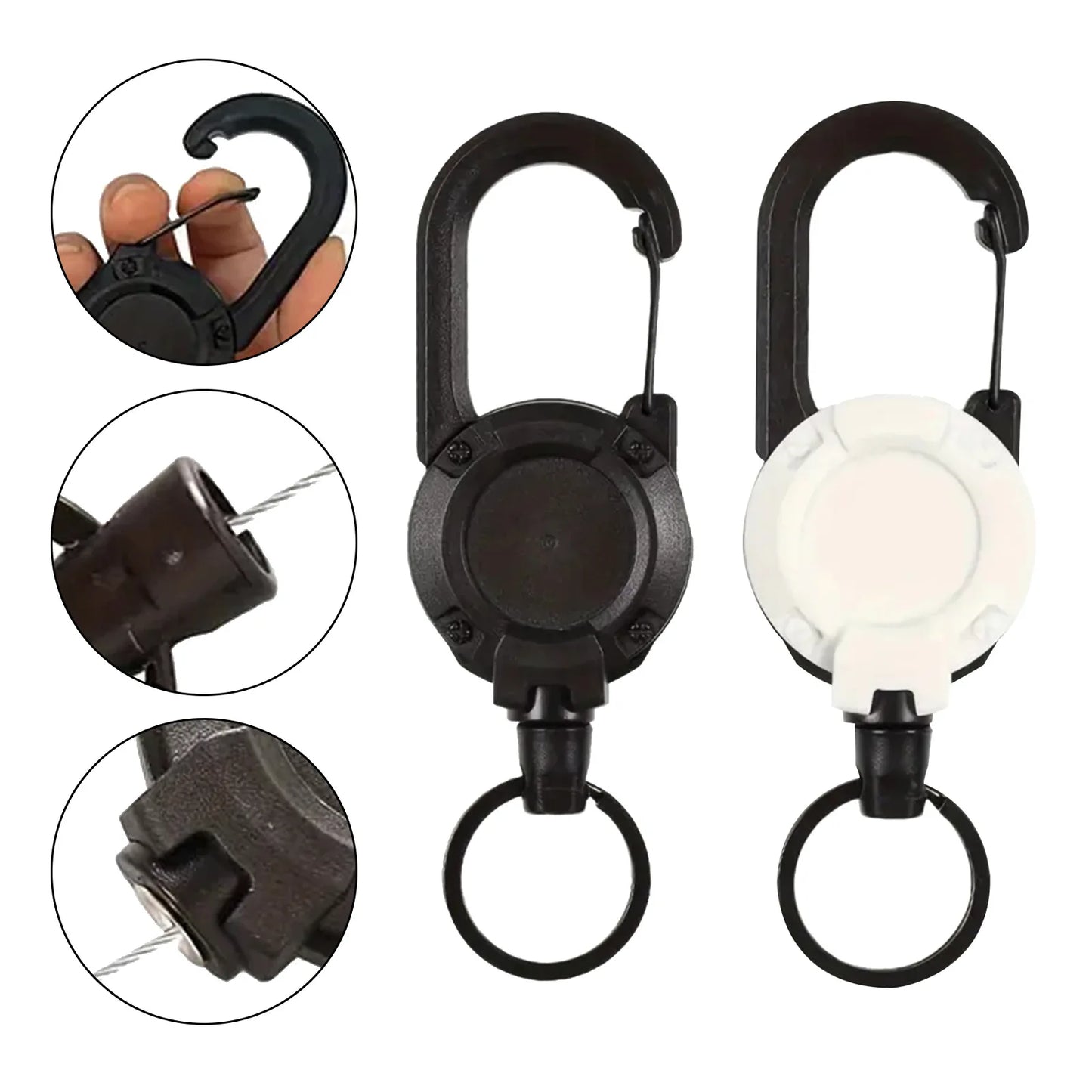 Camping Heavy Duty muss have Retractable Badge Reel Anti-theft Metal Easy-to-pull Buckle Rope Elastic Keychain Sporty Retractable Key Ring Tools