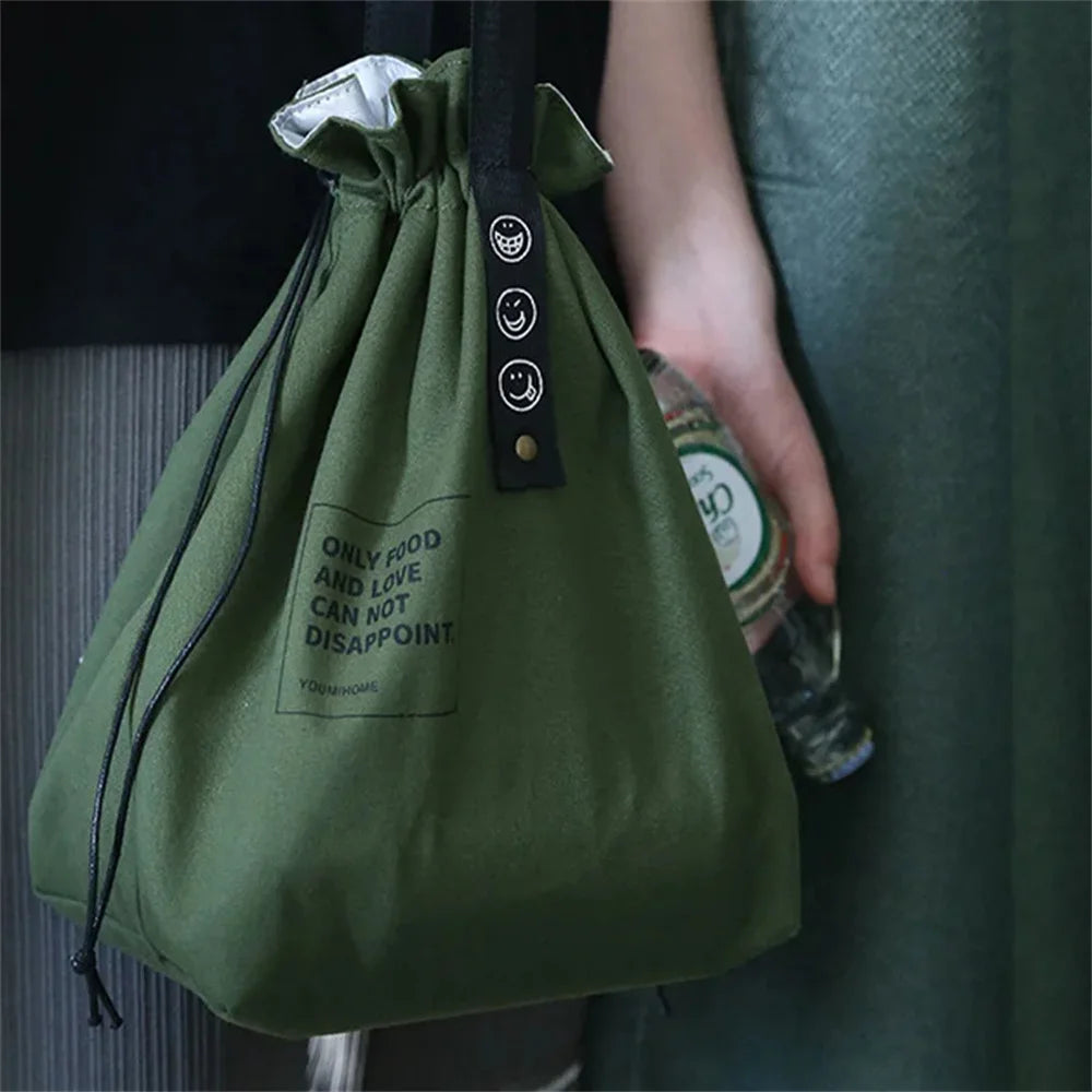 Canvas Lunch Bag Handbag Outdoor Portable Picnic Dinner Container School Fresh Keeping Food Storage Used For Picnics And Travel
