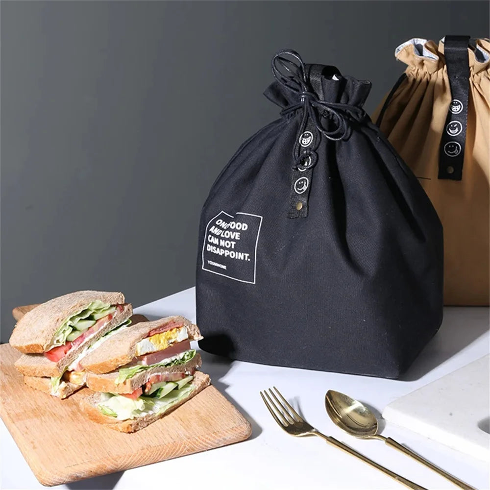 Canvas Lunch Bag Handbag Outdoor Portable Picnic Dinner Container School Fresh Keeping Food Storage Used For Picnics And Travel