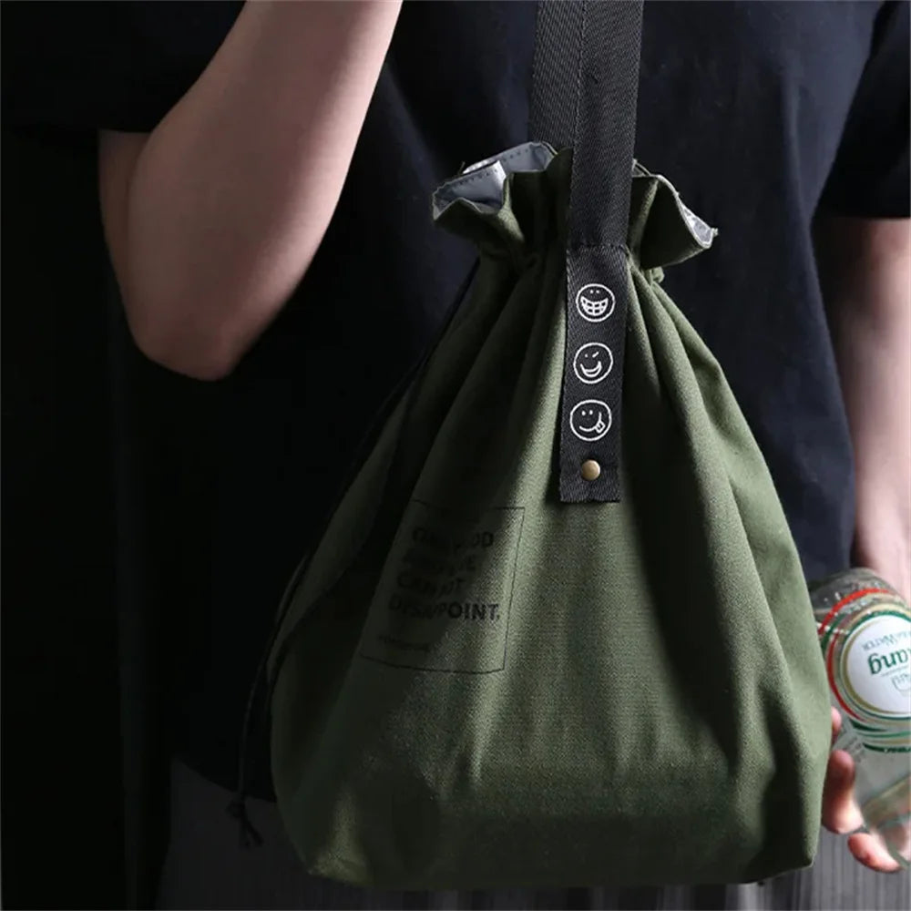Canvas Lunch Bag Handbag Outdoor Portable Picnic Dinner Container School Fresh Keeping Food Storage Used For Picnics And Travel