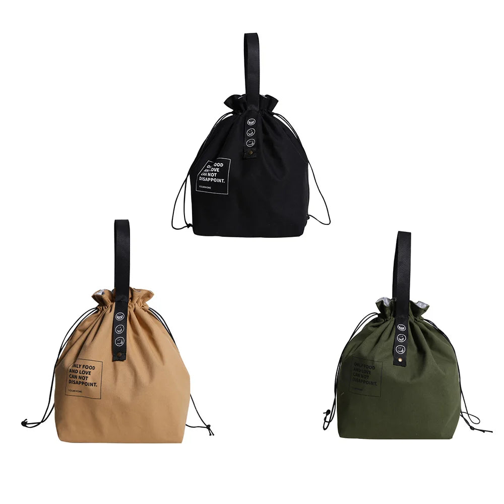 Canvas Lunch Bag Handbag Outdoor Portable Picnic Dinner Container School Fresh Keeping Food Storage Used For Picnics And Travel