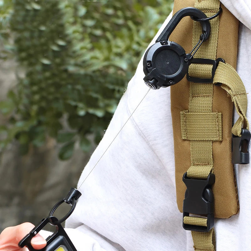 Camping Heavy Duty muss have Retractable Badge Reel Anti-theft Metal Easy-to-pull Buckle Rope Elastic Keychain Sporty Retractable Key Ring Tools