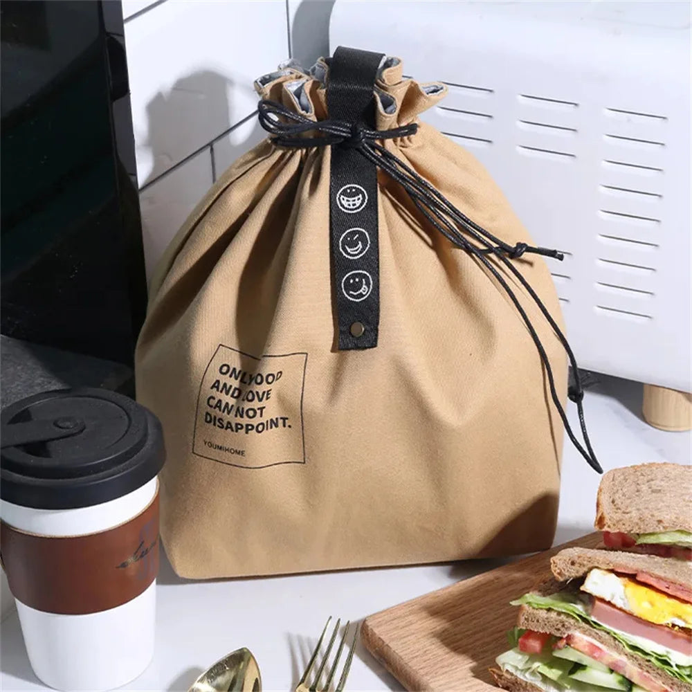 Canvas Lunch Bag Handbag Outdoor Portable Picnic Dinner Container School Fresh Keeping Food Storage Used For Picnics And Travel