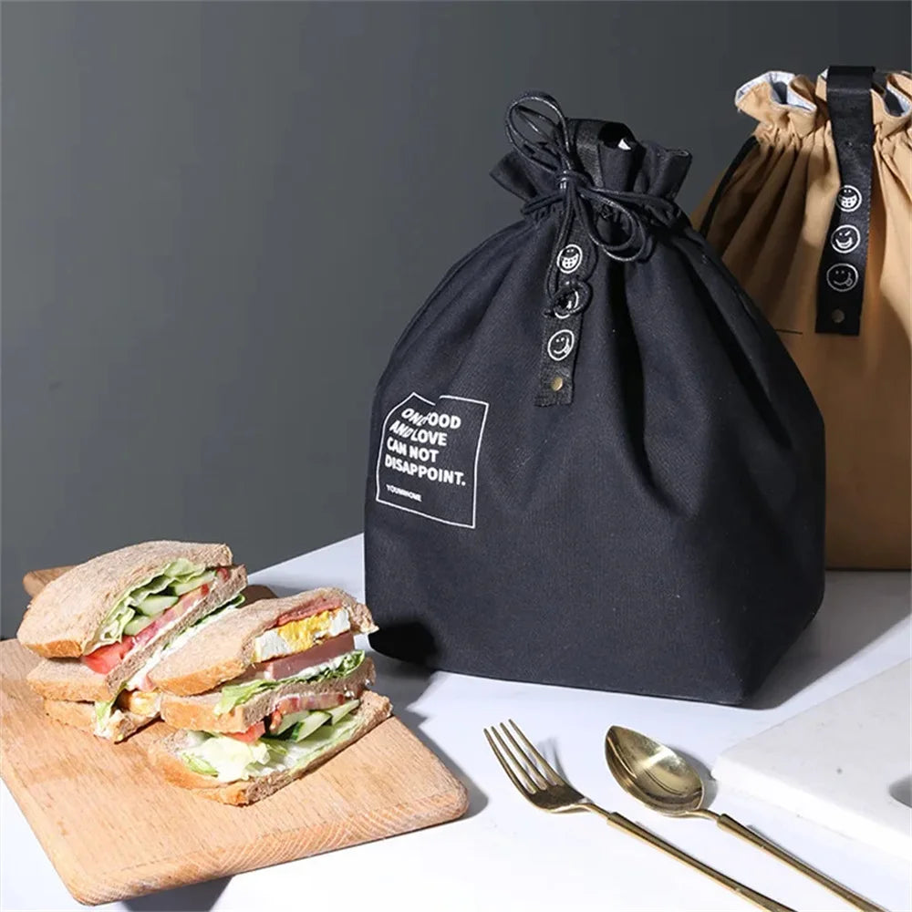 Canvas Lunch Bag Handbag Outdoor Portable Picnic Dinner Container School Fresh Keeping Food Storage Used For Picnics And Travel