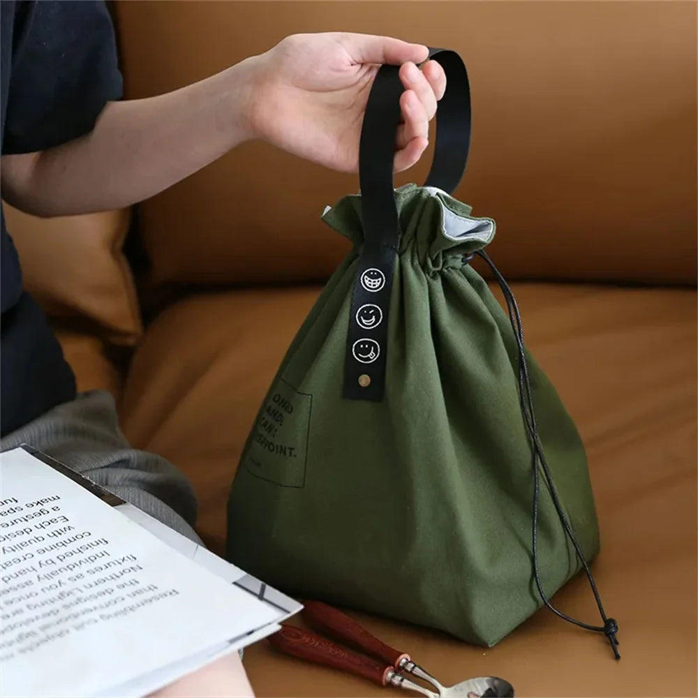 Canvas Lunch Bag Handbag Outdoor Portable Picnic Dinner Container School Fresh Keeping Food Storage Used For Picnics And Travel