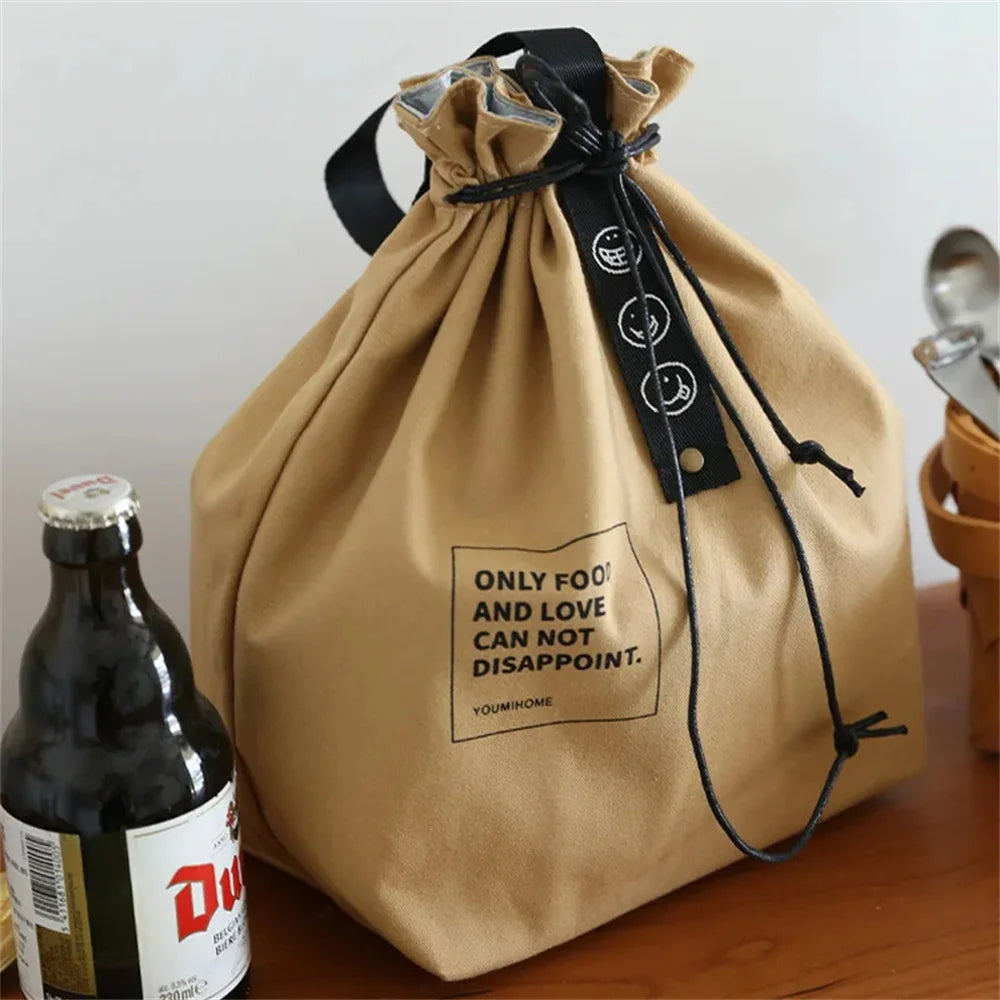 Canvas Lunch Bag Handbag Outdoor Portable Picnic Dinner Container School Fresh Keeping Food Storage Used For Picnics And Travel