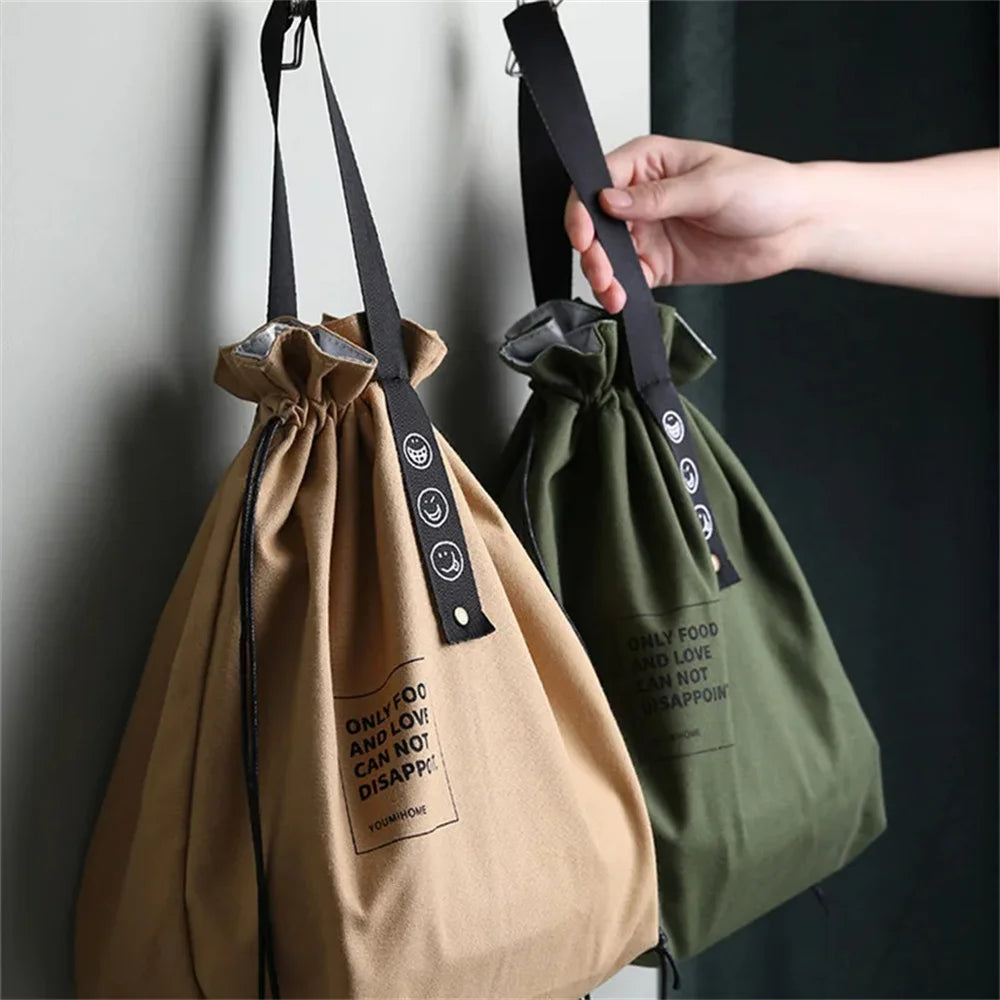 Canvas Lunch Bag Handbag Outdoor Portable Picnic Dinner Container School Fresh Keeping Food Storage Used For Picnics And Travel