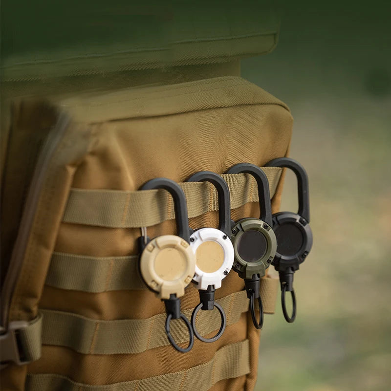Camping Heavy Duty muss have Retractable Badge Reel Anti-theft Metal Easy-to-pull Buckle Rope Elastic Keychain Sporty Retractable Key Ring Tools