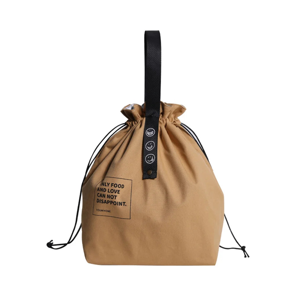Canvas Lunch Bag Handbag Outdoor Portable Picnic Dinner Container School Fresh Keeping Food Storage Used For Picnics And Travel