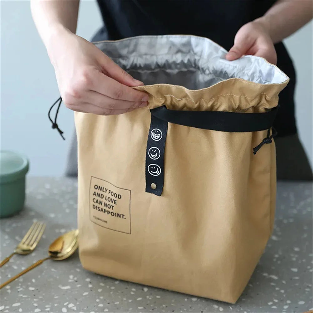 Canvas Lunch Bag Handbag Outdoor Portable Picnic Dinner Container School Fresh Keeping Food Storage Used For Picnics And Travel