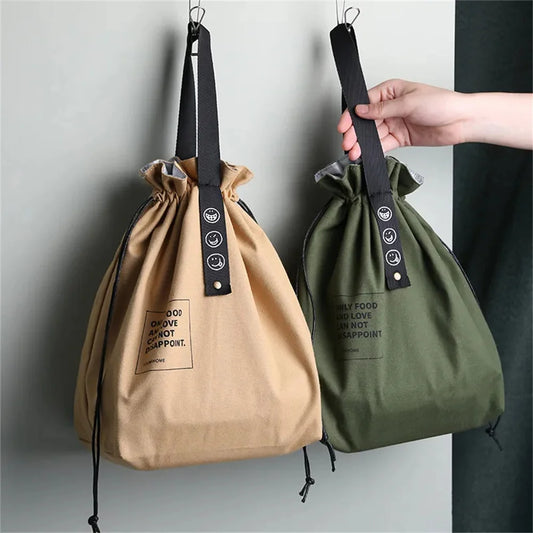 Canvas Lunch Bag Handbag Outdoor Portable Picnic Dinner Container School Fresh Keeping Food Storage Used For Picnics And Travel
