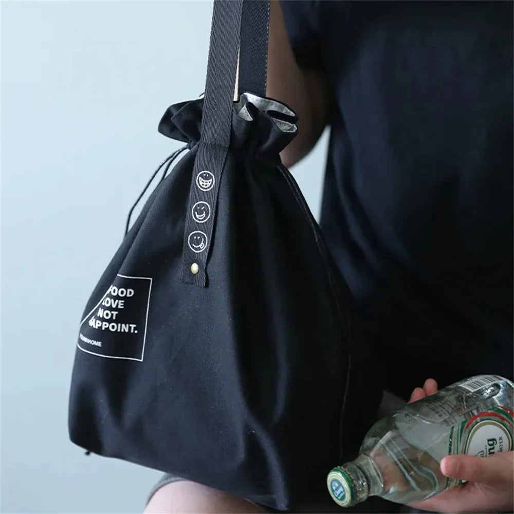 Canvas Lunch Bag Handbag Outdoor Portable Picnic Dinner Container School Fresh Keeping Food Storage Used For Picnics And Travel